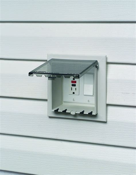 electrical outlet boxes for vinyl siding|recessed vinyl siding outlet box.